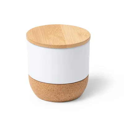 Vela aromática de vainilla en cerámica y bambú Silken personalizable