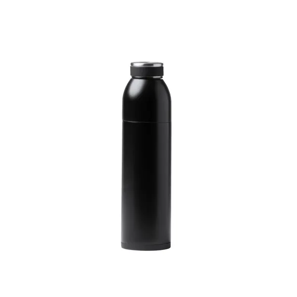Bidón de acero Bolt 650 ml con vaso térmico 500 ml en negro de acero inoxidable, vista frontal
