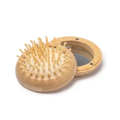 Cepillo plegable de bambú Seldon con espejo personalizable