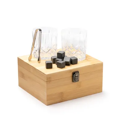 Set de whisky con 2 vasos y hielo de piedra personalizable