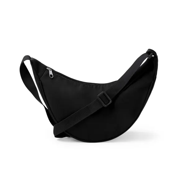 Bandolera de nylon reciclado Elena repelente al agua en negro de nylon reciclado, vista frontal