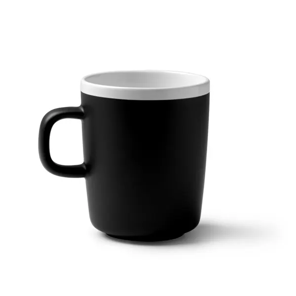 Taza de cerámica mate Cartux combinada 270 ml en negro de cerámica, vista frontal