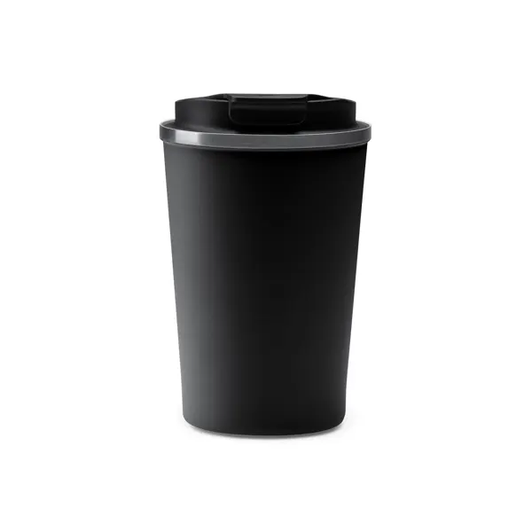 Vaso térmico de acero Tomas recubrimiento cerámico 400 ml en negro de acero inoxidable 304, vista frontal
