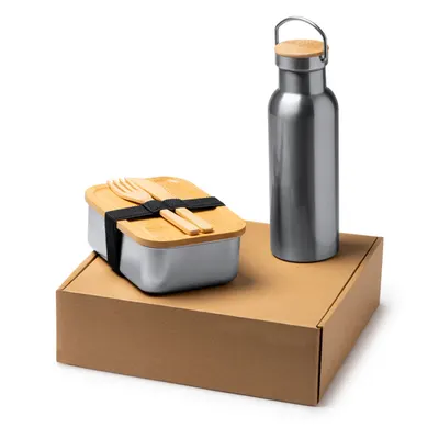 Set fiambrera de acero Bagner y bidón con cubiertos personalizable