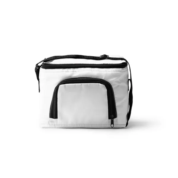 Nevera de RPET Tupik 210T con bolsillo frontal en blanco de RPET, vista frontal