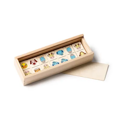 Dominó de madera con animales 28 piezas personalizable
