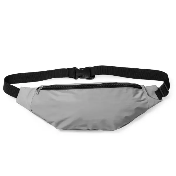 Riñonera reflectante de poliéster Nurmi con bolsillo en gris de poliéster, vista frontal