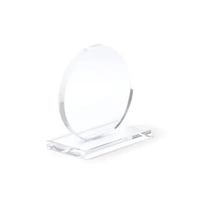 Trofeo cristal circular y estuche, grabado 70 mm personalizable