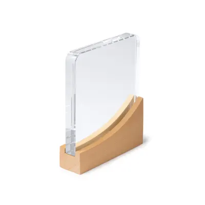 Trofeo cristal rectangular con base de madera personalizable