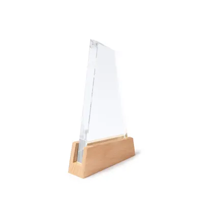 Trofeo de cristal Navis náutico con base de bambú personalizable