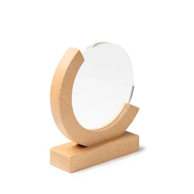 Trofeo cristal circular con base de madera personalizable