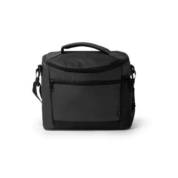 Nevera grande de RPET Ozark 600D con bolsillo de rejilla en negro de RPET, vista frontal
