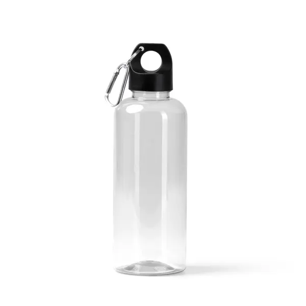 Botella de RPET Takel 580 ml con asa y mosquetón en transparente de RPET, vista frontal