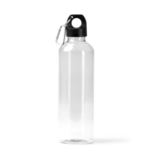 Botella de RPET Flanker 800 ml con asa y mosquetón en transparente de RPET, vista frontal