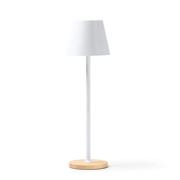 Lámpara led Barrow con base de bambú y regulación táctil en blanco de bambú, vista frontal