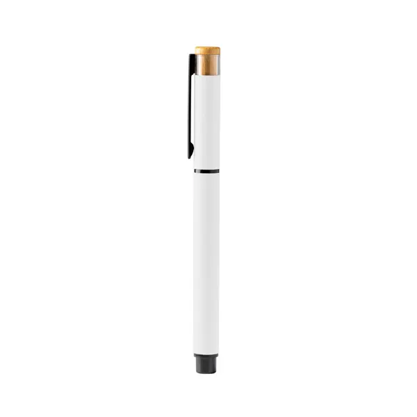 Bolígrafo roller de aluminio reciclado Lindberg tapa en blanco de aluminio reciclado, vista frontal