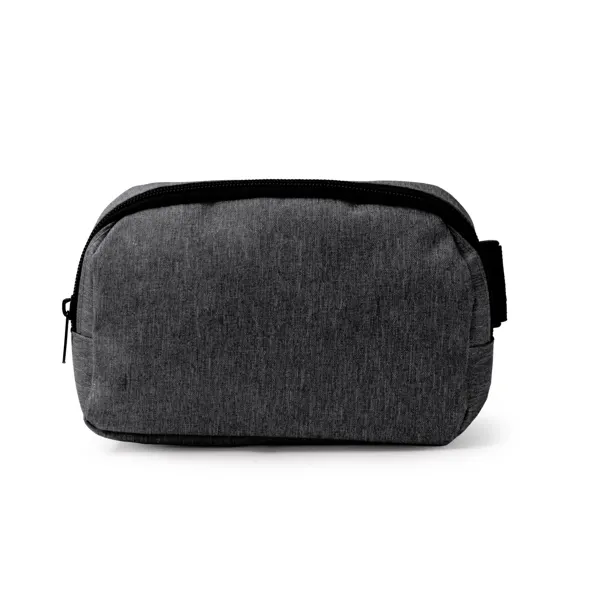 Riñonera de RPET Lagax 300D con bolsillo frontal en negro de RPET, vista frontal