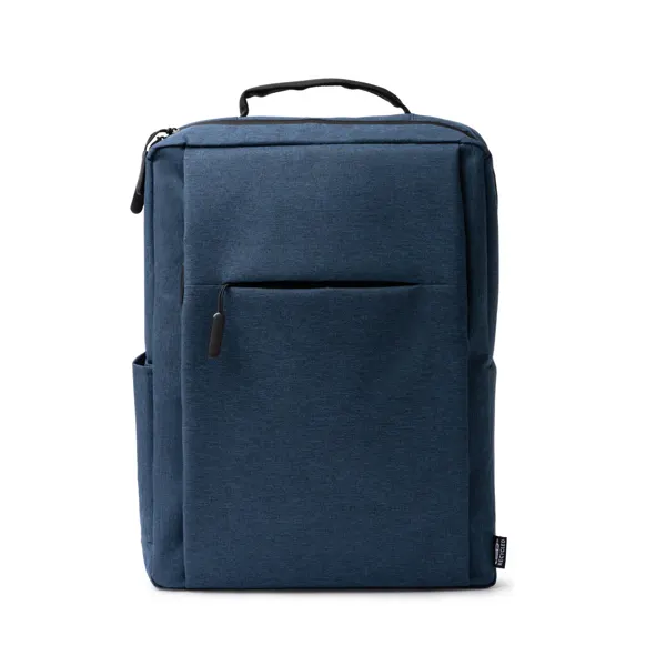 Mochila portátil Bruson 15 pulgadas RPET jaspeada en denim vigore de RPET, vista frontal