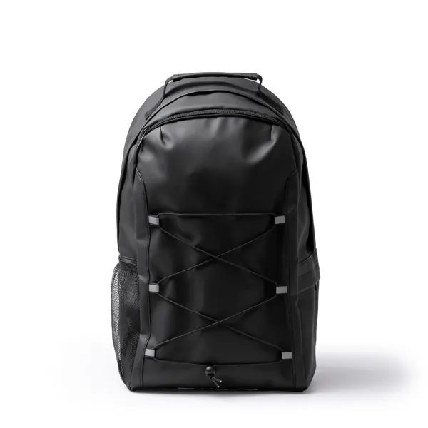 Mochila portátil Kansas 17 pulgadas polipiel reflectante en negro de PU leather, vista frontal