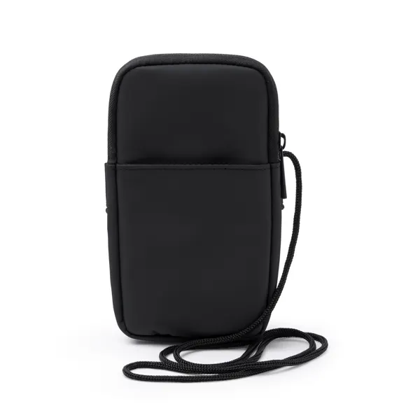 Portatodo bandolera de polipiel Seul con cremallera en negro de PU leather, vista frontal