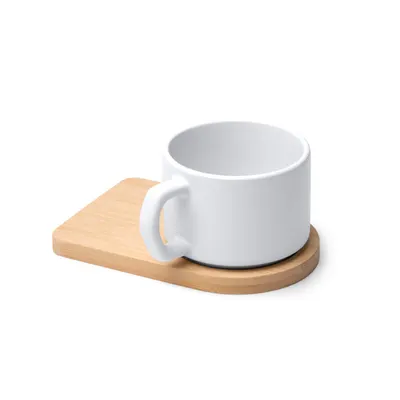 Taza de cerámica Geisa sublimación base de bambú 180 ml personalizable