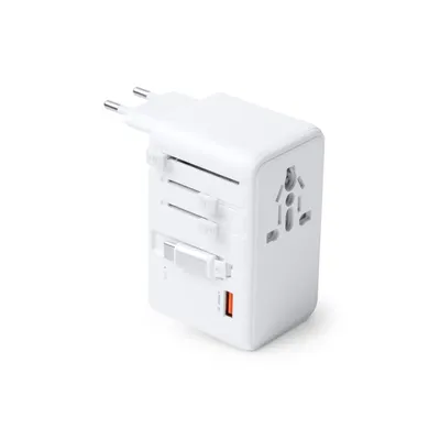 Adaptador de viaje 25 W con cable retráctil personalizable