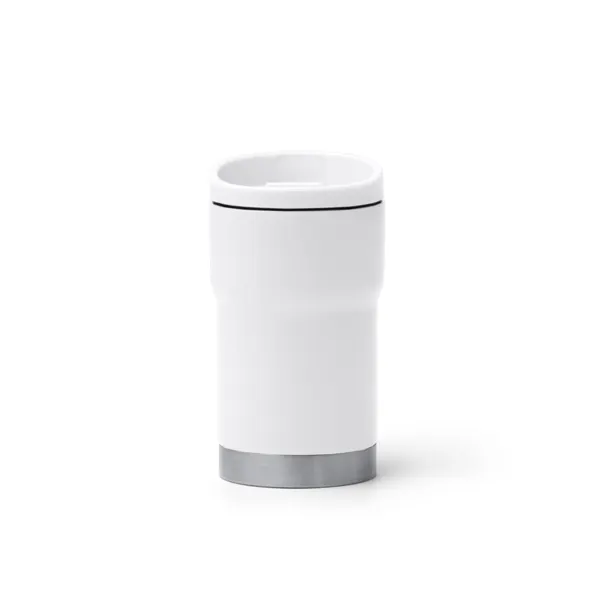 Vaso térmico de acero Kopik antifugas dosificador 350 ml en blanco de acero inoxidable 304, vista frontal