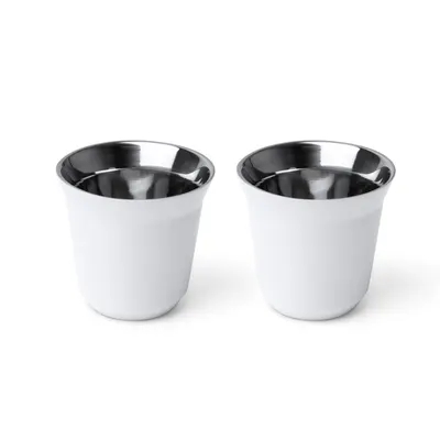 Set 2 vasos de café de acero reciclado 80 ml personalizable