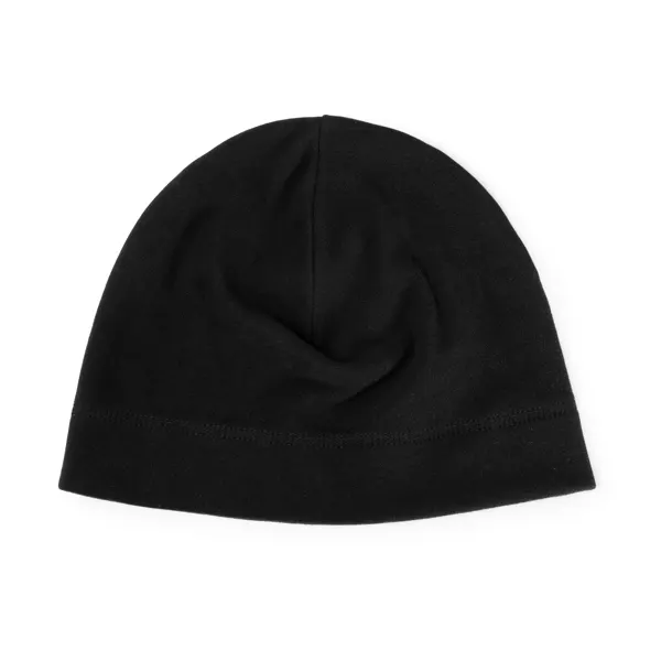 Gorro deportivo de poliéster reciclado Carson en negro de RPET, elastano, vista frontal
