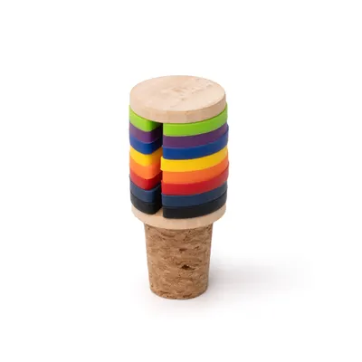 Tapón de botella corcho y bambú Novix con aros personalizable