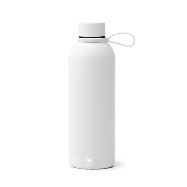 Bidón de acero reciclado Sivas 500 ml tacto goma en blanco de acero inoxidable 304 reciclado, vista frontal