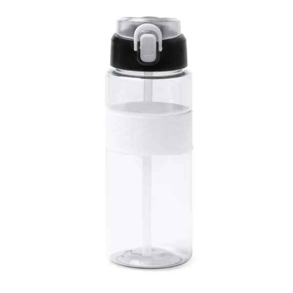 Bidón de RPET Zonda 700 ml con pajita de silicona en blanco de RPET, PP, silicona, vista frontal