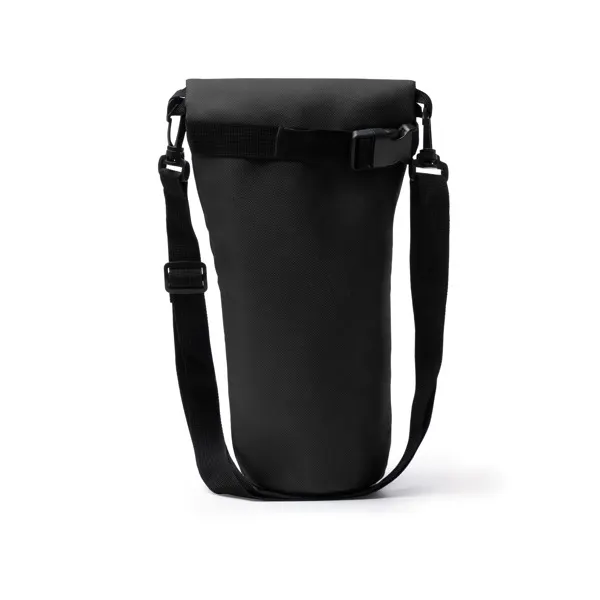 Nevera Gobi para botella de 1,5 l RPET con bandolera en negro de RPET 600D, vista frontal