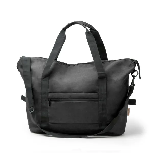 Bolso de algodón Pamuk canvas reciclado con bandolera en negro de algodón reciclado, vista frontal