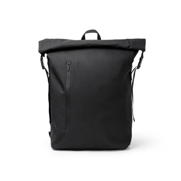 Mochila portátil Sulivan 15 pulgadas RPET 300D repelente en negro de RPET 300D y PVC, vista frontal