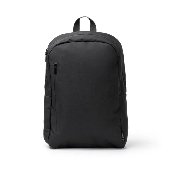 Mochila portátil Sakman 15 pulgadas RPET repelente en negro de RPET 300D y PVC, vista frontal