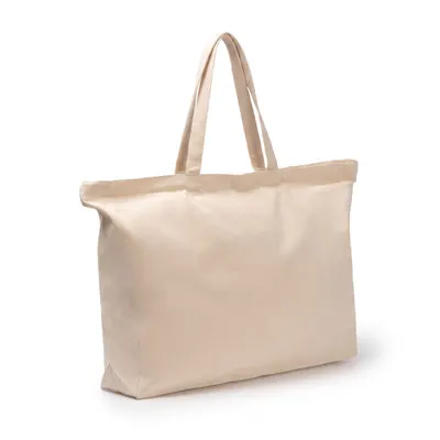 Bolsa de algodón Belmox 230 g con fuelle y cremallera personalizable