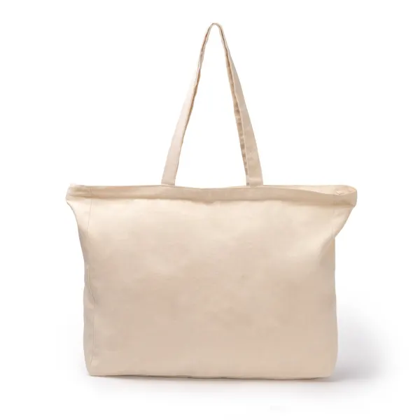 Bolsa de algodón Belmox 230 g con fuelle y cremallera en crudo de 100 % algodón 230 g/m², vista frontal