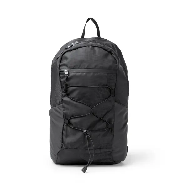 Mochila deportiva ripstop de RPET Capitan 420D en negro de RPET 420D, vista frontal