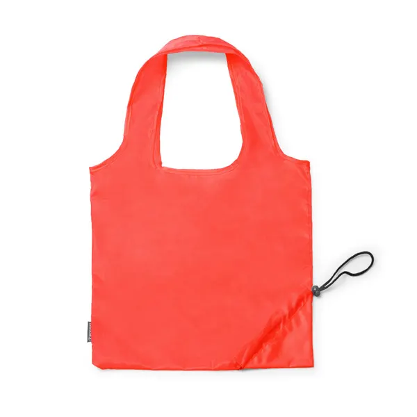 Bolsa plegable de RPET Lezox 190T con cordón en rojo de RPET 190T, vista frontal