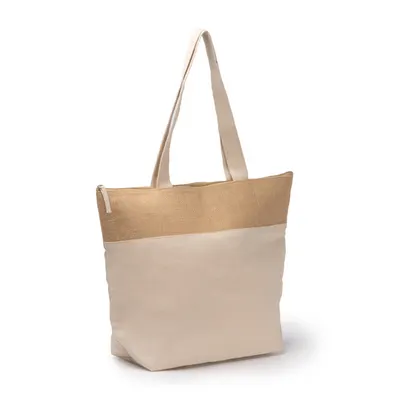 Bolsa nevera algodón 280 g y yute con fuelle personalizable