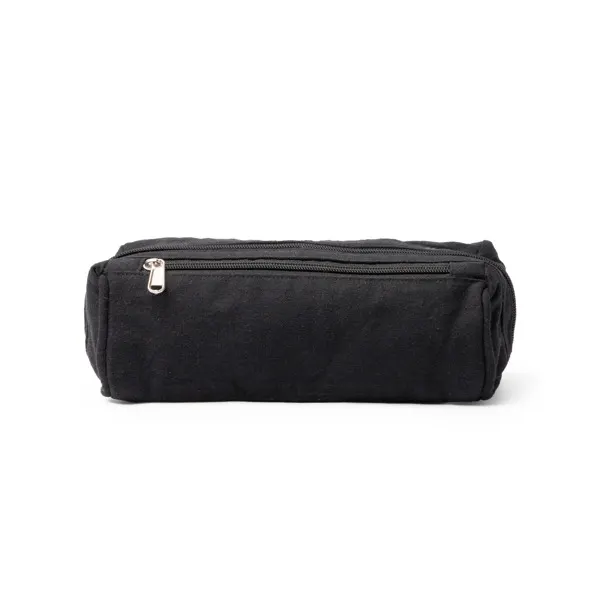Neceser de algodón reciclado Biyur 300 g con bolsillo en negro de algodón reciclado 300g/m², vista frontal