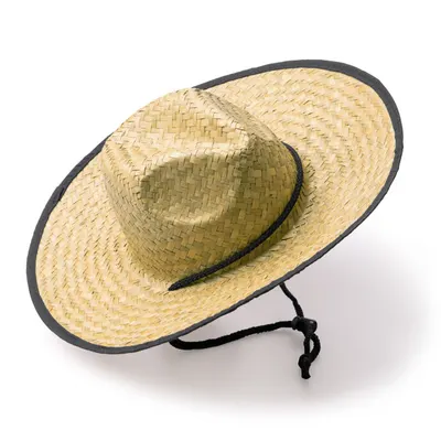 Sombrero de paja con ribete y cordón personalizable