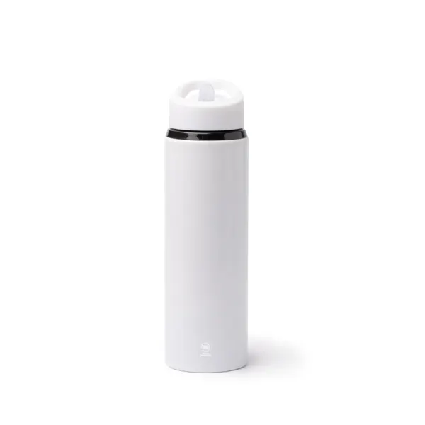 Bidón de acero reciclado Tatlon 700 ml pared simple y pajita en blanco de acero inoxidable 304 reciclado, PE, PP, vista frontal