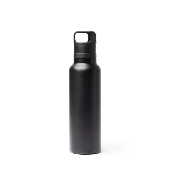 Bidón térmico de acero Bitman 750 ml apertura por botón en negro de acero inoxidable 304 reciclado, vista frontal