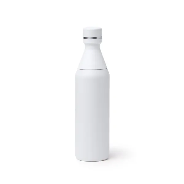 Bidón térmico de acero Bloson 550 ml doble apertura en blanco de acero inoxidable 304, vista frontal