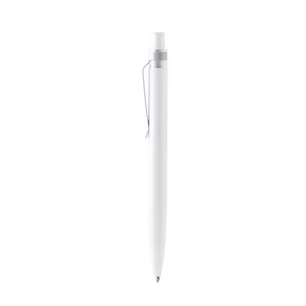 Bolígrafo de aluminio reciclado Ceruti detalles translúcidos en blanco de aluminio reciclado, vista frontal