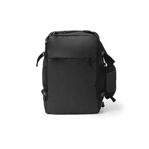Mochila de viaje RPET Brunox 600D de gran capacidad en negro de RPET 600D, vista frontal