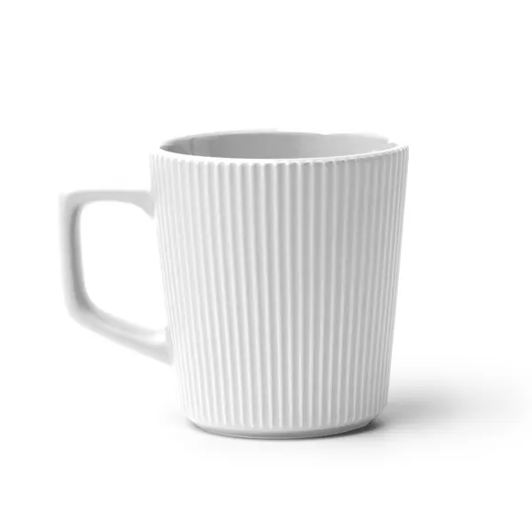 Taza de cerámica mate Buks ribeteada 320 ml en blanco de cerámica, vista frontal