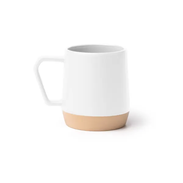 Taza de cerámica mate Tidak bicolor asa geométrica 320 ml en blanco de cerámica, vista frontal